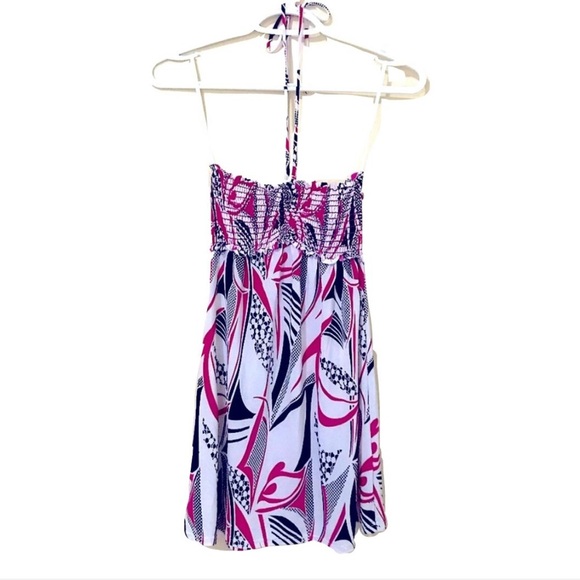 Carolina K Tops - Y2K SILKY SATIN SWIRLY 2000’s HALTER STRETCHY MINI SLIP DRESS / TOP